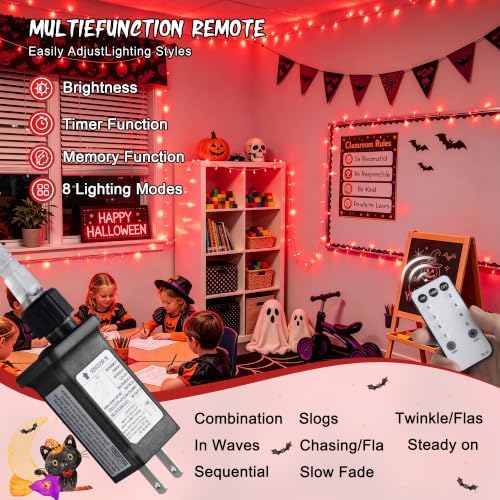 JMEXSUSS 168Ft 600 LED Red Halloween Lights Outdoor Indoor Christmas Lights