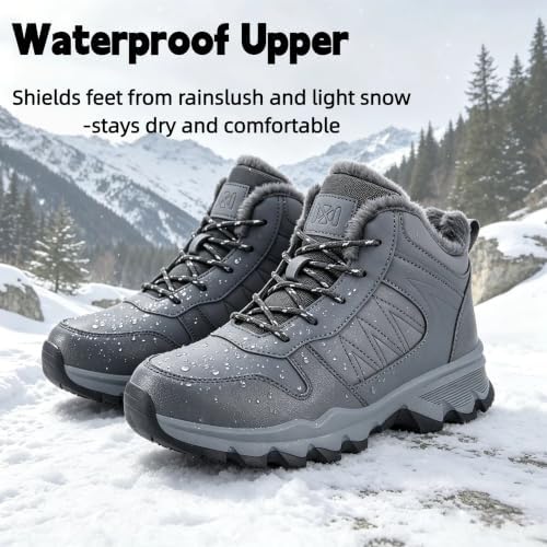 Mens Winter Boots Waterproof Snow Boots Ankle Backpacking Hiking Boots