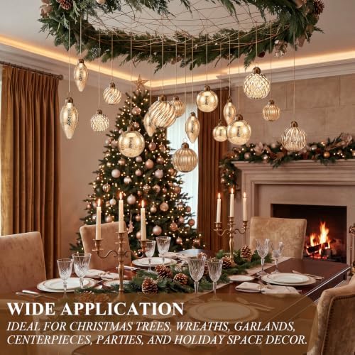 Syhood 18 Pcs Champagne Gold Christmas Mercury Glass Balls Ornaments