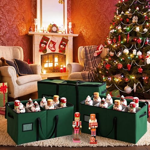 Soaoo 3 Pcs Christmas Nutcracker Storage Boxes,Green