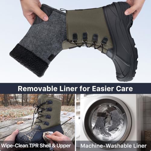 FREE SOLDIER Men's Waterproof Winter Snow Boots Removable Liner