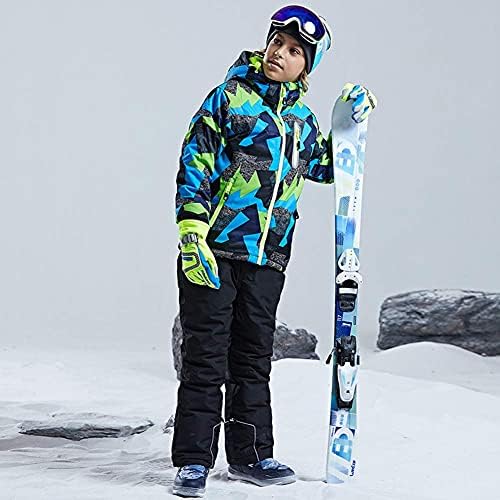 WOWULOVELY Big Boy's 2-Piece Colorblock Snow Pants and Jacket Snowsuit Ski Suit