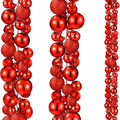 2 Pcs 6 ft Christmas Ball Ornament Garland, Mixed Red