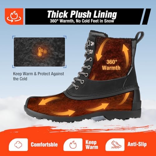 Men's Snow Boots, Insulated Waterproof Winter Duck Boots