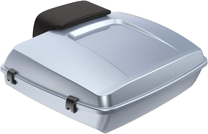 Advanblack Road Glide Tour Trunk Pack Barracuda Silver Razor Tour Trunk Pack Backrest Pad for '97-'25 Harley Touring Road King Street Glide Electra Glide CVO models