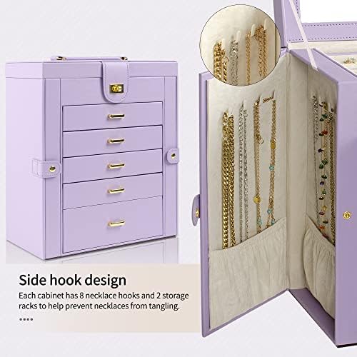AKOZLIN 6-Tier Jewelry Box Organizer 5 Drawers Storage Violet Large