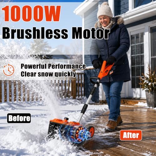 16-Inch Cordless Snow Blower with Wheels, Brushless Electric Snow Shovel