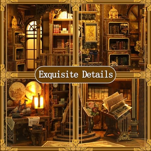 OZJAY Book Nook Kits for Adults, Miniature House Kit Bookshelf Decor