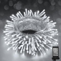 KNONEW Christmas String Lights Indoor Plug in,60FT 180LED Outdoor Waterproof Fairy Lights,8 Lighting Modes,Timer Memory Function for Bedroom Patio Balcony Party (Cool White)