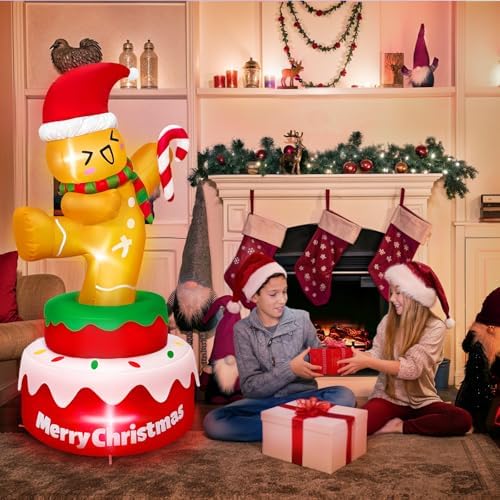 OurWarm 5FT Christmas Inflatables Gingerbread Outdoor Christmas Decorations
