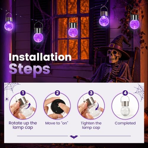 GIGALUMI Solar Hanging Lights Outside Halloween Decoration Lanterns 8 PC