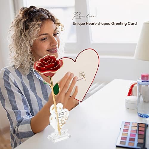 Anthonic Gold Dipped Infinity Rose Last Forever Flower Decor, Birthday Gift for Women in Her Birthday Valentines Day Mothers Day, Resin Preserved Rose | Anniversary Present for Mom (Red)