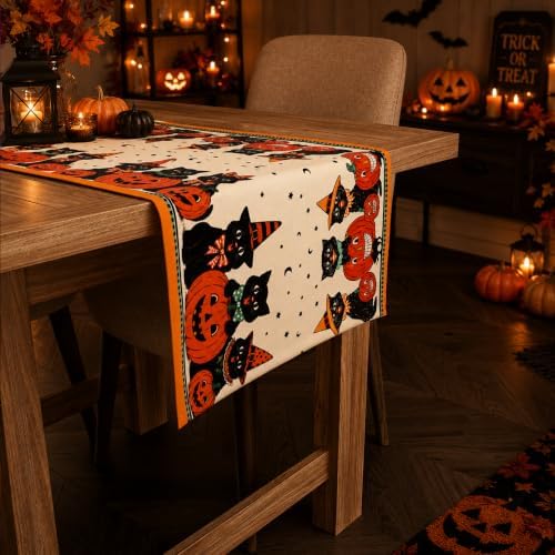 Halloween Decorations - Retro Halloween Table Runner for Home Party Decor