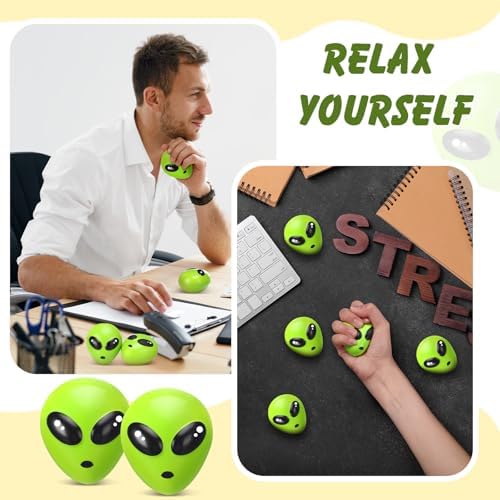 Wettarn 24 Pcs Mini Halloween Alien PU Balls, Alien Party Favor