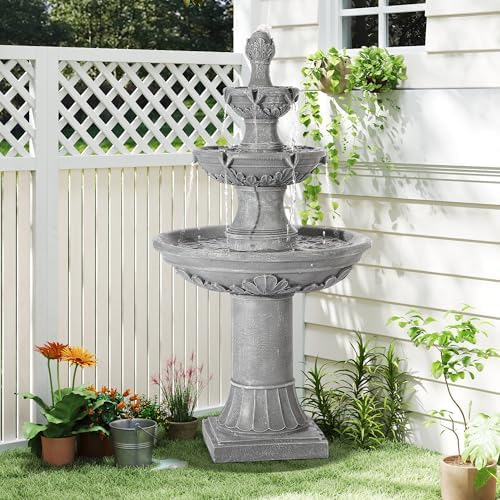 3-Tiers 48.4" H Italian Outdoor Water Fountains Feature Garden Decor