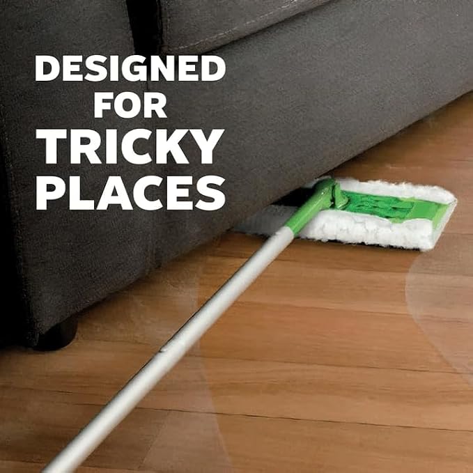 2-in-1 Dry + Wet Floor Mop & Sweep Kit - 1 Device with 5 Heavy Duty Dry Cloths & 3 Wet Cloths - No Dustpan/Bucket Needed, Safe for Tile/Hardwood/Vinyl