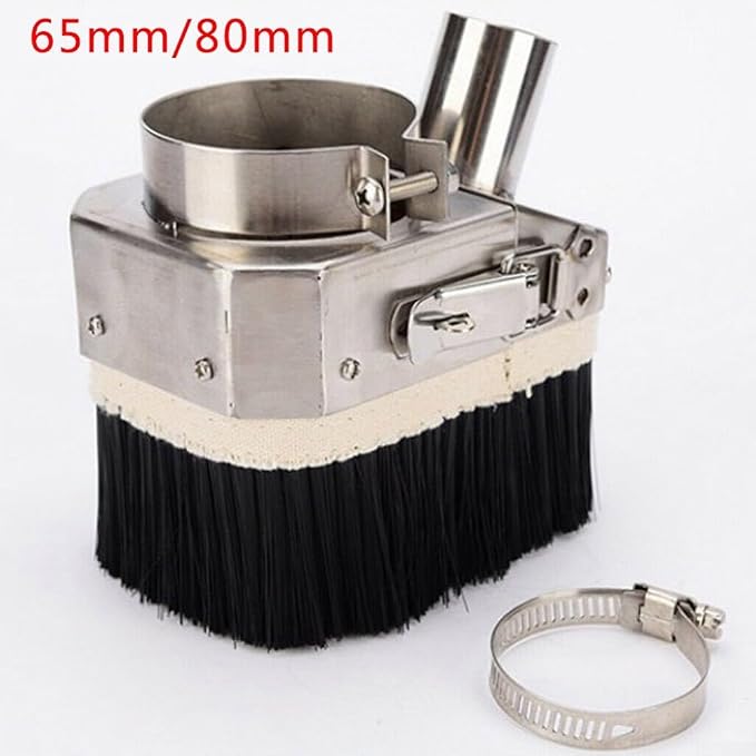 Double Door Spindle Dust Shoe Cover,80Mm CNC Router Engraving Machine Cleaner, Stainless Steel Nylon Brush Woodworking Vacuum Dust Collector(80mm)