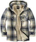 Elesuit Men's Full Zip Fleece Flannel Jacket Shirt Plaid Cotton Hoodie Coat