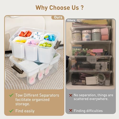 Citylife 17QT 4Packs Clear Craft Organizers and Storage Bins with Lids