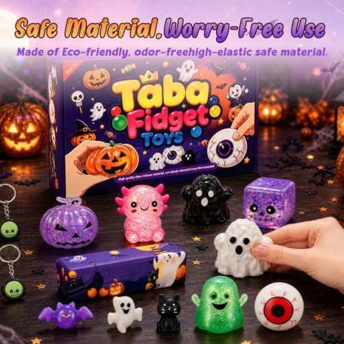 17Pcs Halloween Squishy Toys Kit, Slow Squeeze Squishies Fidget Toys Set