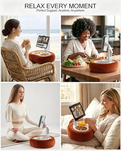 Miledi Tablet Pillow Stand for Bed with 360° Rotating Holder, Terracotta