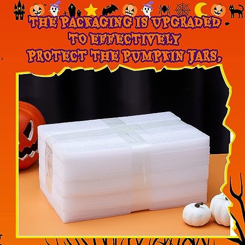 2 Pcs Glass Pumpkin Candy Jar with Lid Halloween Fall, 70 Oz,70 oz, Amber
