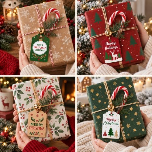 Christmas Gift Tags - 60 PCS Gift Tags for Christmas Presents with String