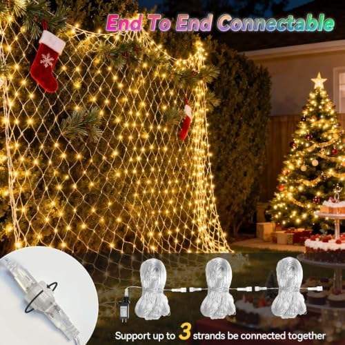 LitHome 10 x 10FT Christmas Net Lights Outdoor Connectable, 240 LED