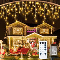 ROOR Christmas Icicle Lights, Outdoor String Lights, 66FT 640LED Warm White