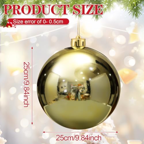 Threan 10 Inch Large Gold Shiny Christmas Ball Ornaments for Christmas Tree