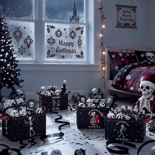 CHENGU 6 Pack Christmas Storage Bin Collapsible Christmas Skeleton Basket