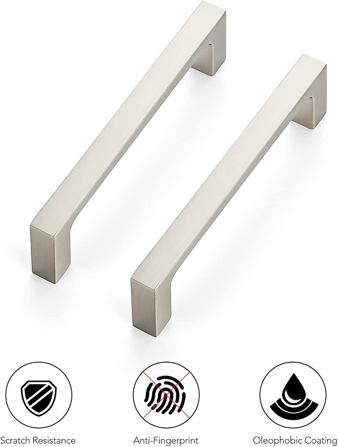 Ravinte 20 Pack Solid 4 Inch Kitchen Square Cabinet Handles Brushed Nickel Pulls Drawer Pulls Cabinet Hardware Kitchen Handles