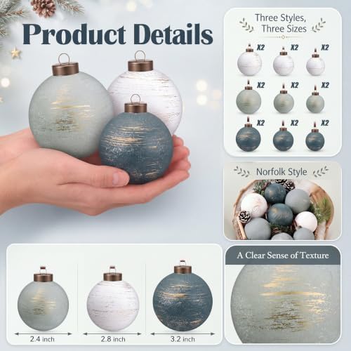 Yunlly 18pcs Neutral Christmas Ball Ornaments Shatterproof Xmas Tree Decor