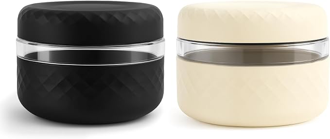 16 oz/2 Cup Glass Lunch Bowl Containers with Lids, 2 Pack, BPA-Free | Leak & Spill Proof, Microwave & Dishwasher Safe, Airtight Meal Prep & Food Storage Jar for Lunch, Soup, Oats, Stew, Yogurt