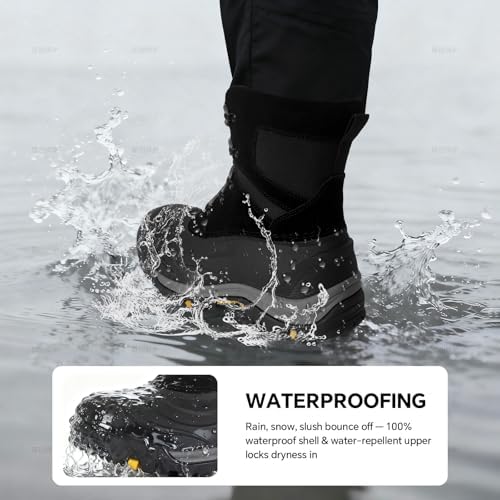 Men's Snow Boots, Waterproof Leather Winter Boots for Men