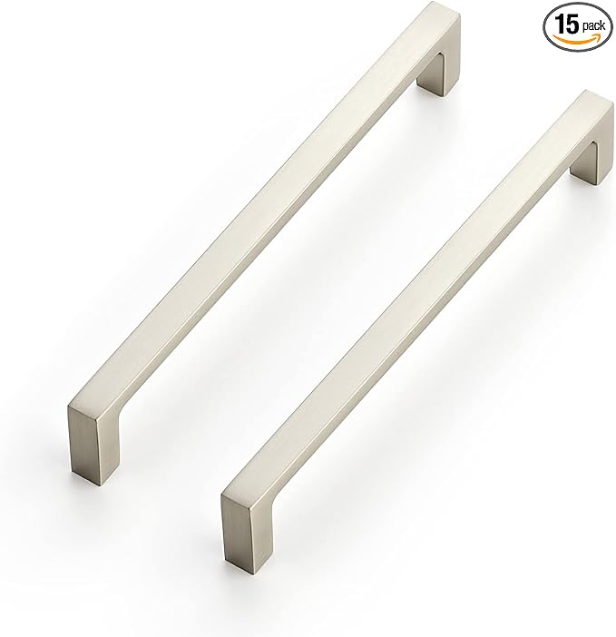 Ravinte 15 Pack Solid 6-1/4 Inch Square Cabinet Handles - Brushed Nickel Pulls for Drawers and Kitchen Cabinets - Hardware Handles