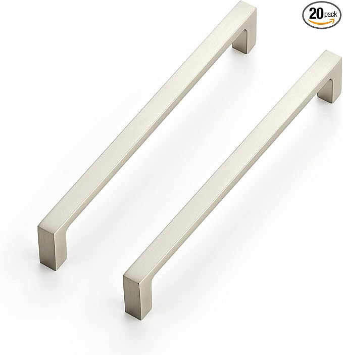 Ravinte 20 Pack Solid 6-1/4 Inch Square Cabinet Handles - Brushed Nickel Pulls for Drawers and Kitchen Cabinets - Hardware Handles