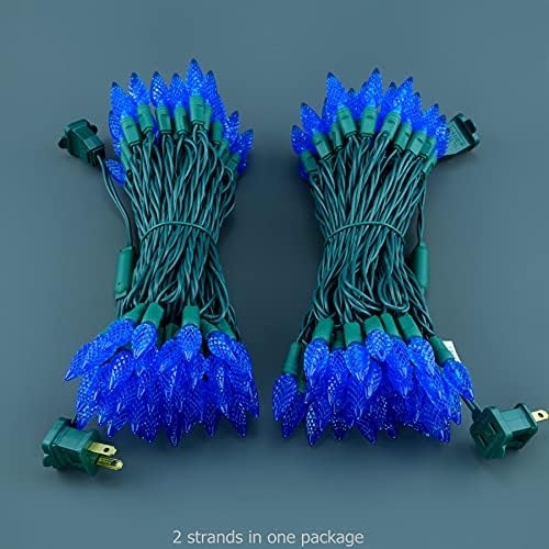 YULETIME 140 Blue C6 Christmas String Light, 2-Set 36 ft 70ct One-Piece LED
