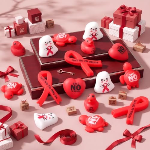 Thenshop 28 Pcs Red Ribbon Week Anti Drug Awareness Relief Favor