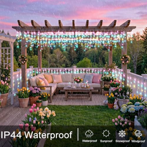 400LED Christmas Icicle Lights Outdoor Waterproof, 8 Modes Twinkle Fairy Lights for Home Tree Room Decor, Pastel