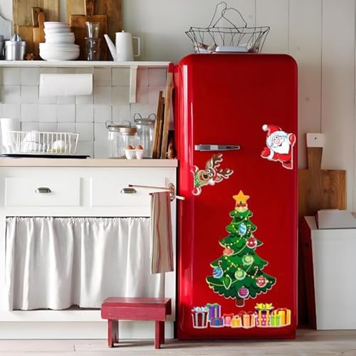 Magnetic Christmas Tree for Refrigerator, Soft Magnetic Set, Reusable Holiday Decor for Kids & Family, Lovely Xmas Decoration for Home, Kitchen, Office (Xmas Tree-A)