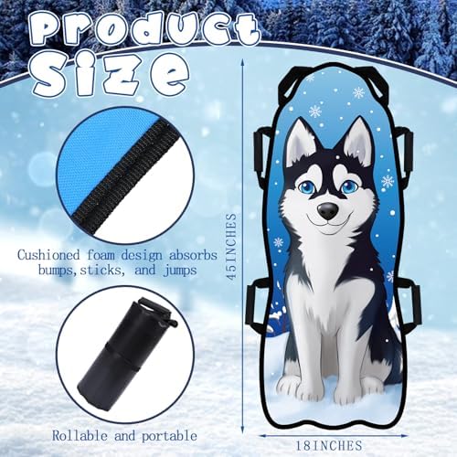 Soulchen 45"x18" Husky Dog Foldable Snow Sled with Handles Steering