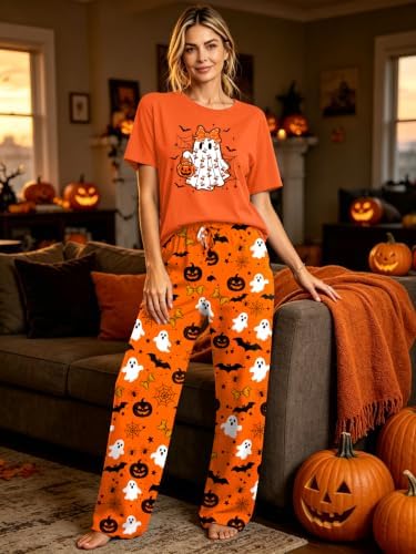 Skull Sets for Women Halloween Bloody Shirts Dancing Skeleton 2 Pc Set