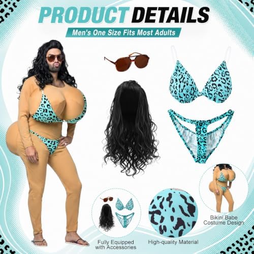Unittype Mankini Halloween Costume for Men, Padded Bikini Babe Gag Jumpsuit