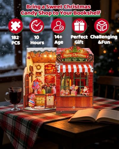 OZJAY Christmas Miniature House Kit for Adults, Mini House Kit with LED