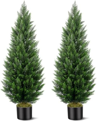 Vitalismo 5FT Artificial Cedar Trees Set of 2 for Outdoor Front Porch