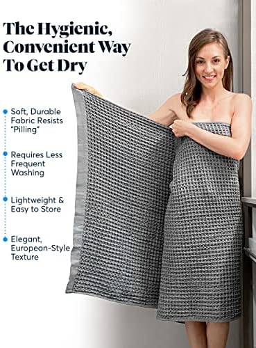 Sutera Silverthread Bath Towel | 16" x 30" (Grey) | Silver Ion Technology; waffle weave design for quick-drying; 100% U.S. Pima Cotton; plush for spa or everyday use