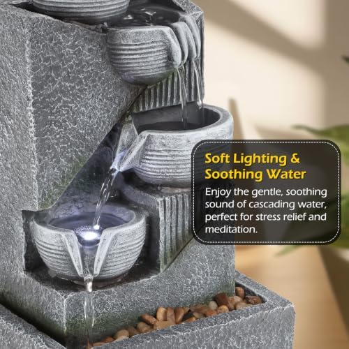 Dyna-Living Tabletop Water Fountain Waterfall Fountains Indoor with LED