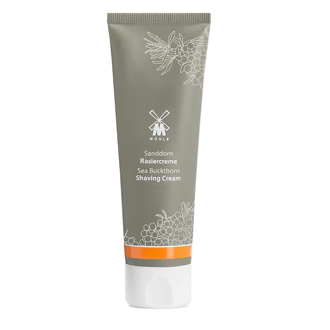 MÜHLE Sea Buckthorn Shaving Essentials Bundle – Includes Shaving Cream (75ml), Aftershave Balm (100ml), All Natural Alum Stone Styptic Pencil | Complete Shave Care Kit for Men