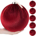 Weysat 6 PCS 8" Extra Large Velvet Christmas Ball Ornaments, Burgundy